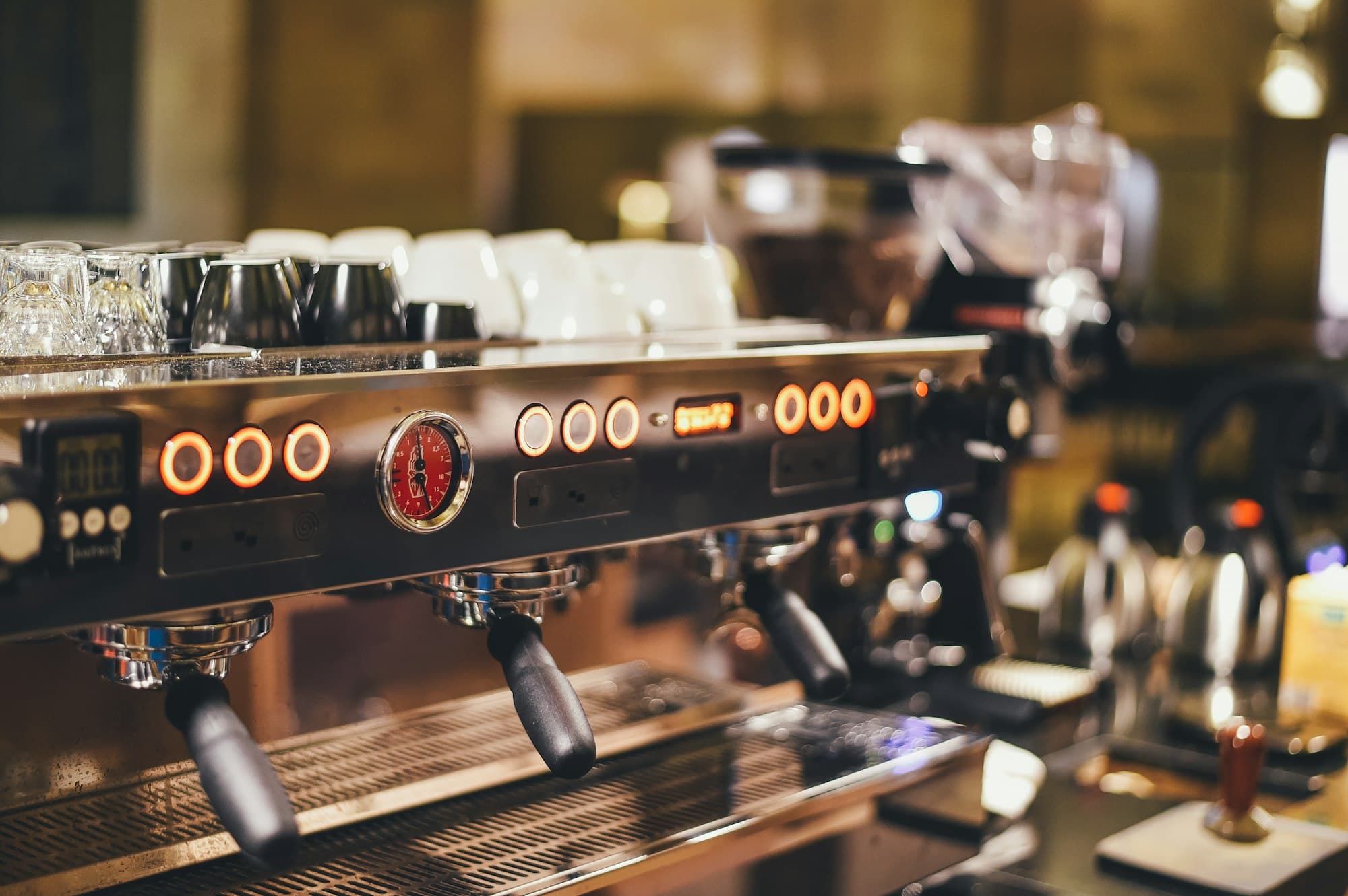 Espresso machine on a café counter